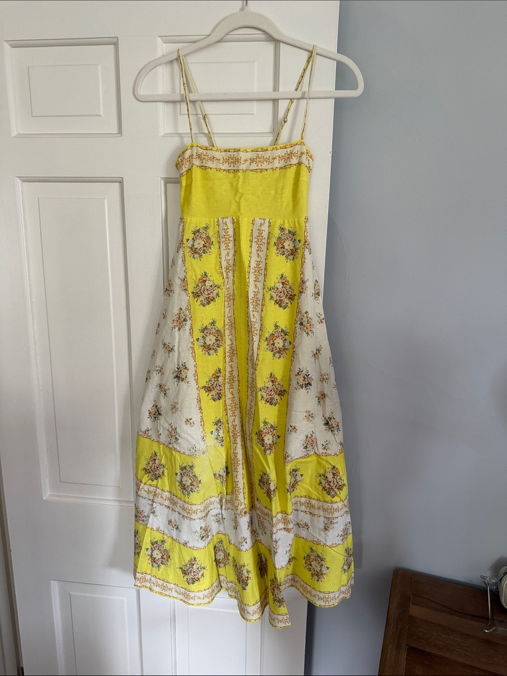 Alemais Yellow and Cream Floral Midi Dress
